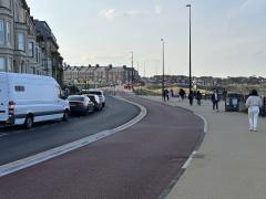 Walking up Sea Banks towards our accommodation to finish the day's walk